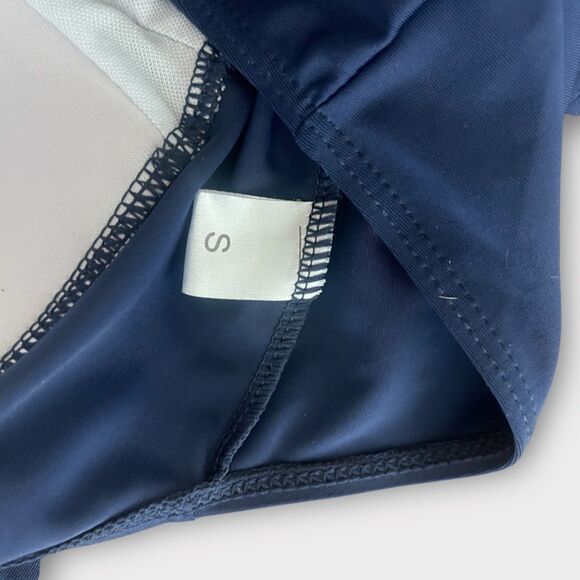 Vintage Inspired Halter One Piece Swimsuit Blue Ruched Retro Style Size M - Picture 3 of 7